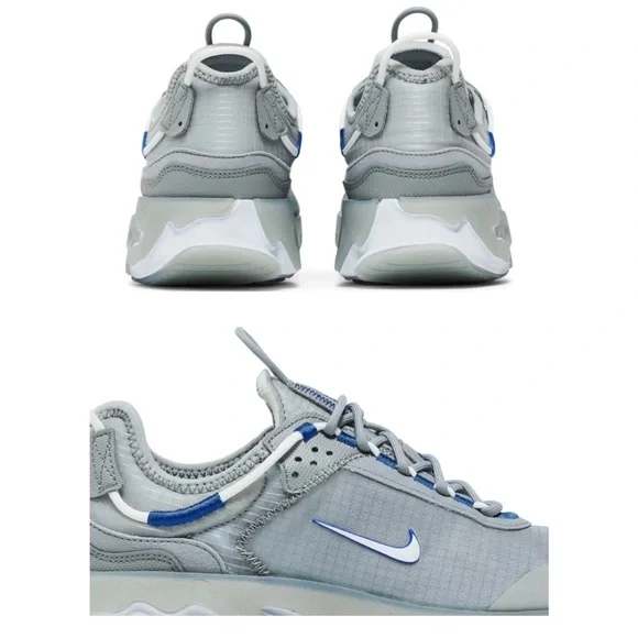 NEW Nike React Live Light Smoke Grey Hyper Royal Tennis Shoes Size 6.5 - Picture 3 of 12